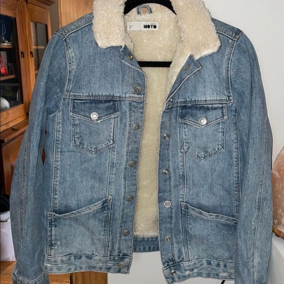 Top Shop Sherpa Denim Jacket - Picture 2 of 4